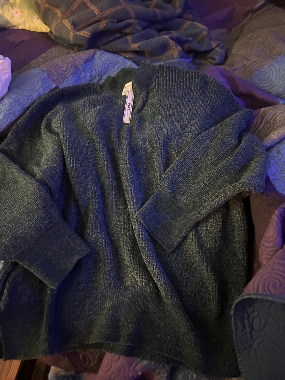 Pink by Victoria’s Secret-cozy Heathered Green-Knit Blanket Sweater-s -NWT